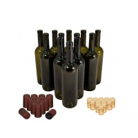 Комплект винных бутылок "Бордо" 0,75 л, 20 шт, с пробками и термоколпачками